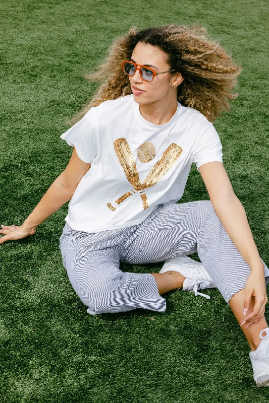 White & Gold Baseball Tee