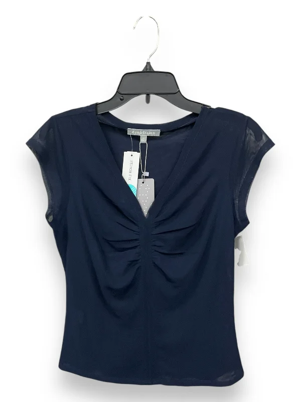 Blouse Short Sleeve By Daniel Rainn In Navy, Size: Sp