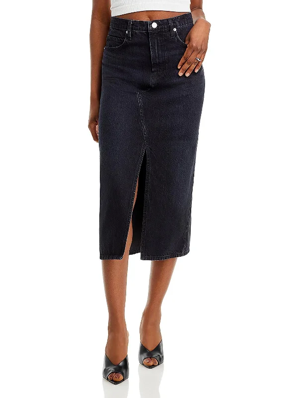 Womens High Waist Denim Maxi Skirt