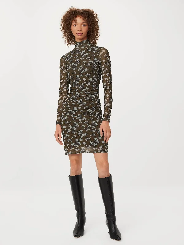 The Mock Neck Mini Dress in Dark Olive