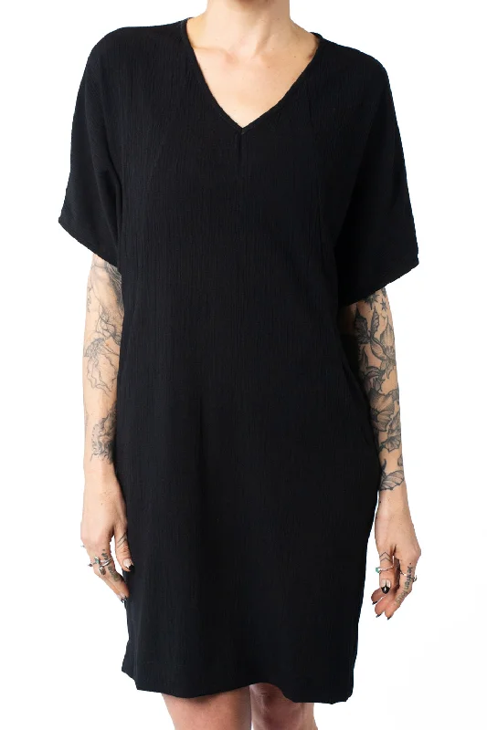 Cocoon Dress in Black Crepe