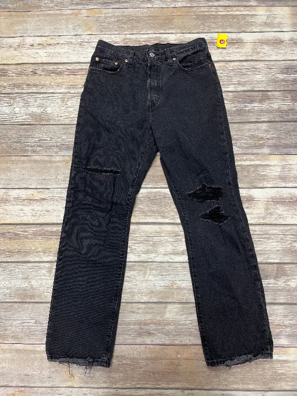 Jeans Straight By Levis In Black Denim, Size: 8