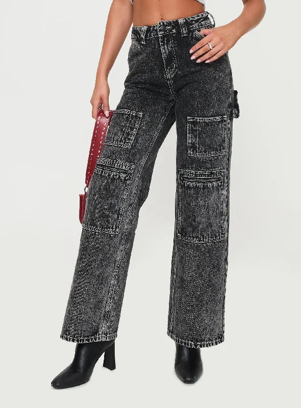 Malachie High Rise Jeans Black Acid Wash