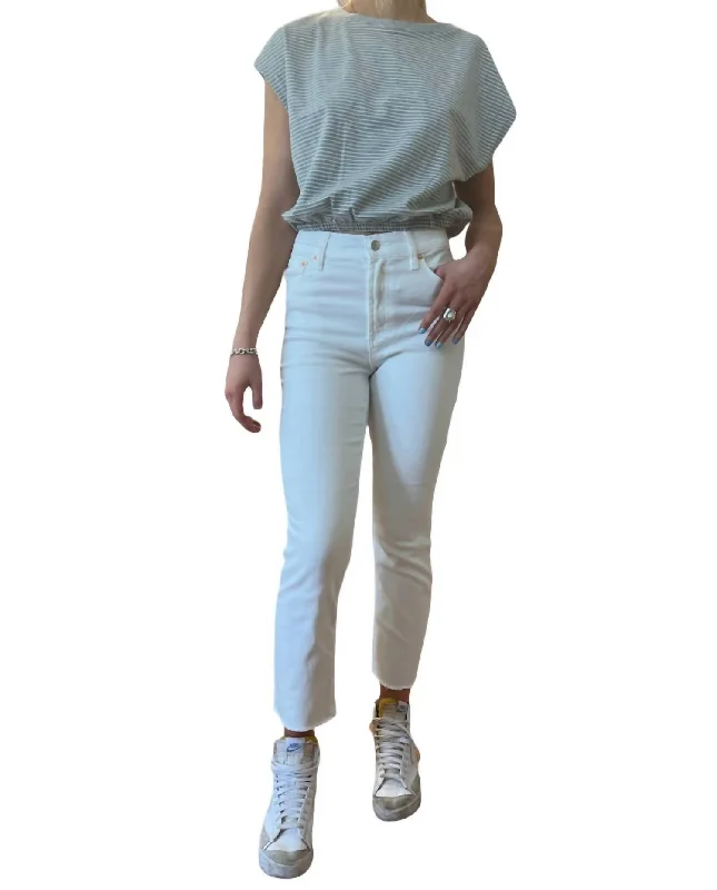 Raw Hem Straight Leg Jean In Marble White