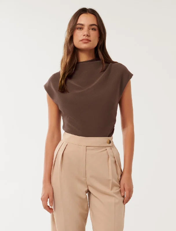 Leenah Grown On Neck Crepe Top