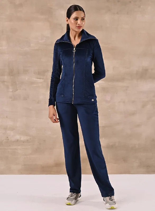 Royal Blue Track Suit with Spread Collar