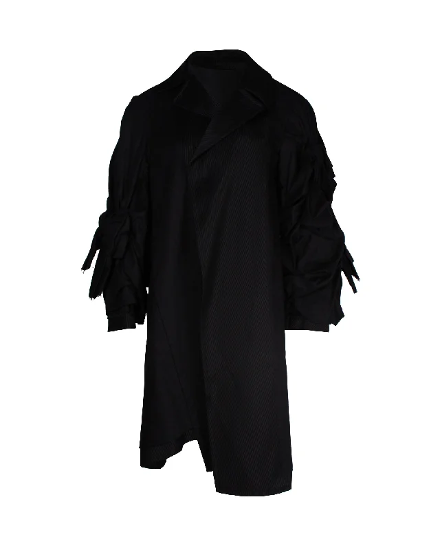 Comme Des Garcons Asymmetrical Bow Sleeve Coat In Black Cotton