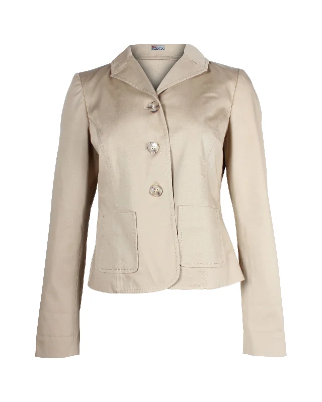 Red Valentino Back Bow Blazer in Beige Cotton