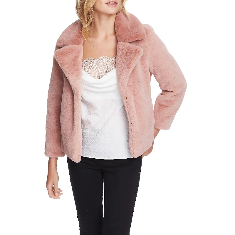 1.State Women's Faux Mink Collared Jacket Pink Size X-Small