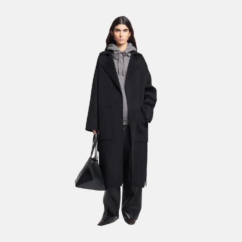 Alamo Double Wool Oversized Robe Coat (Black)