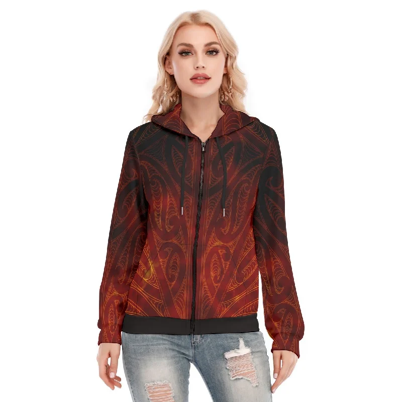 All-Over Print Women's Hoodie With Zipper