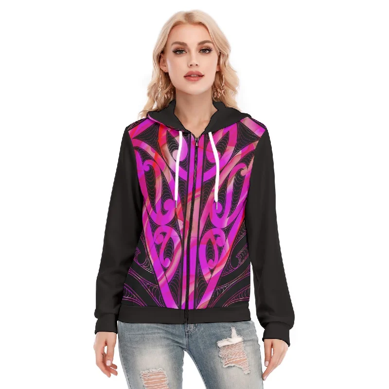 All-Over Print Women's Hoodie With Zipper