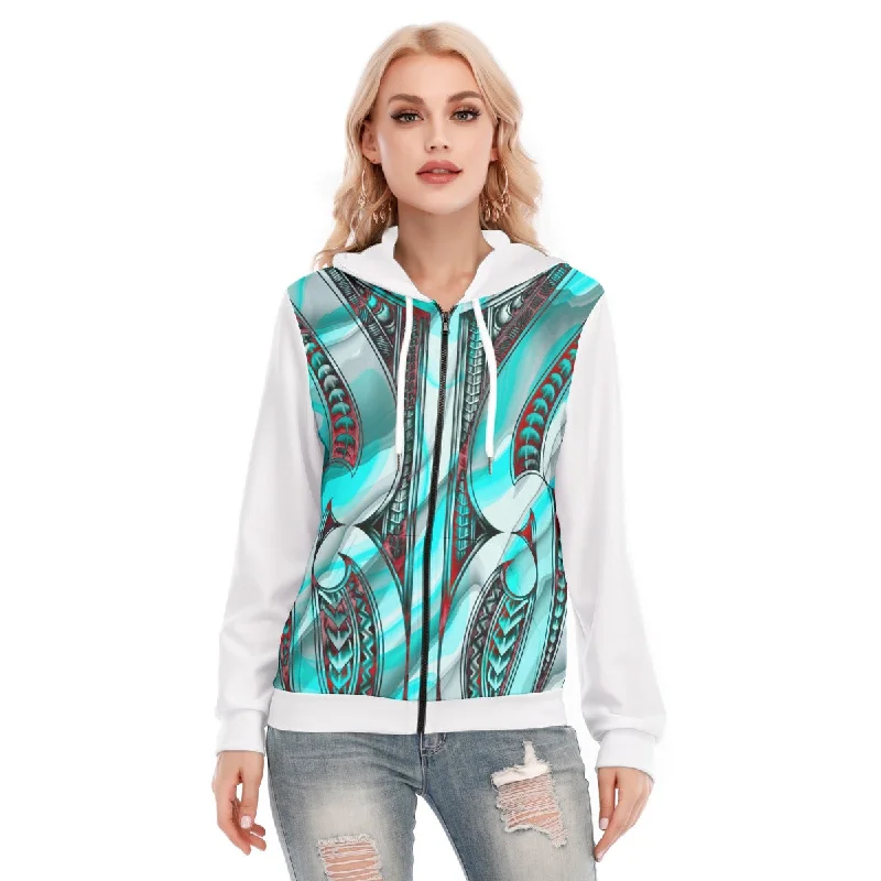 All-Over Print Women's Hoodie With Zipper