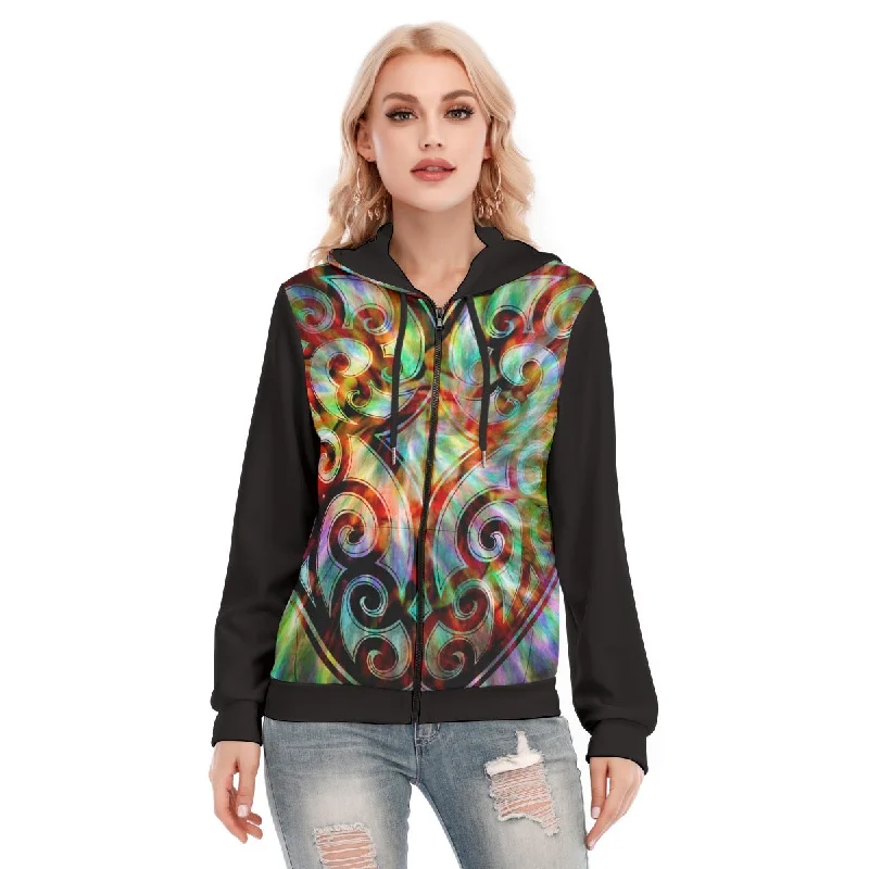 All-Over Print Women's Hoodie With Zipper