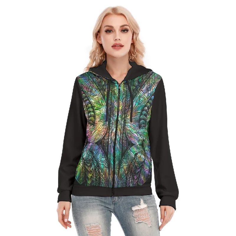 All-Over Print Women's Hoodie With Zipper