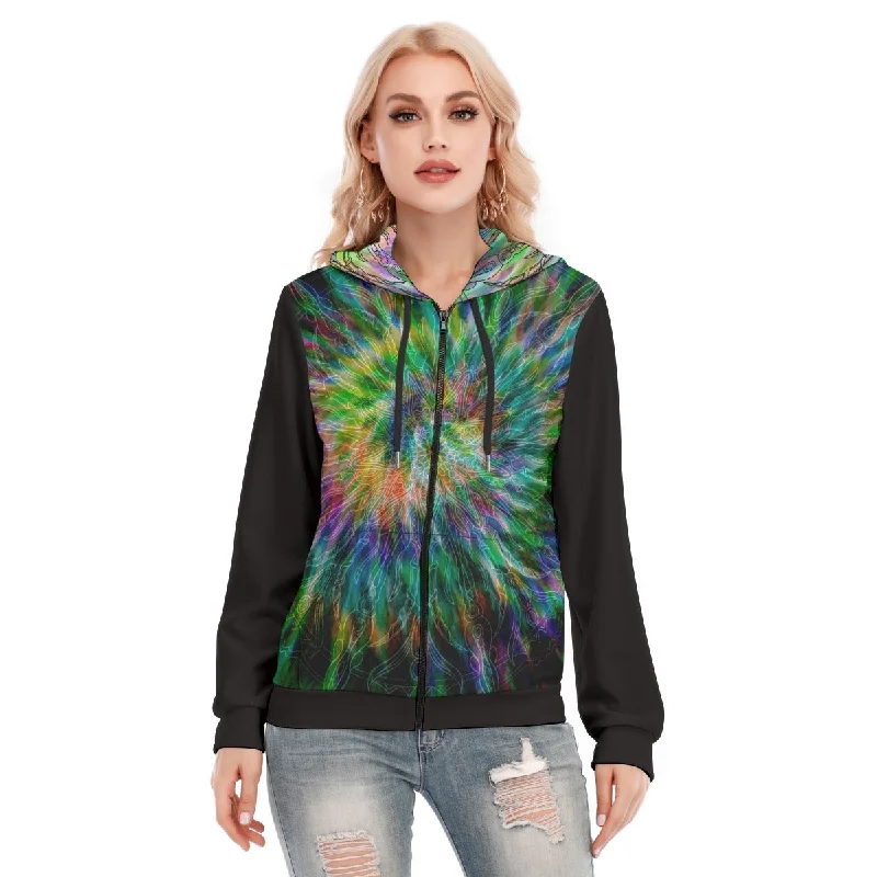 All-Over Print Women's Hoodie With Zipper