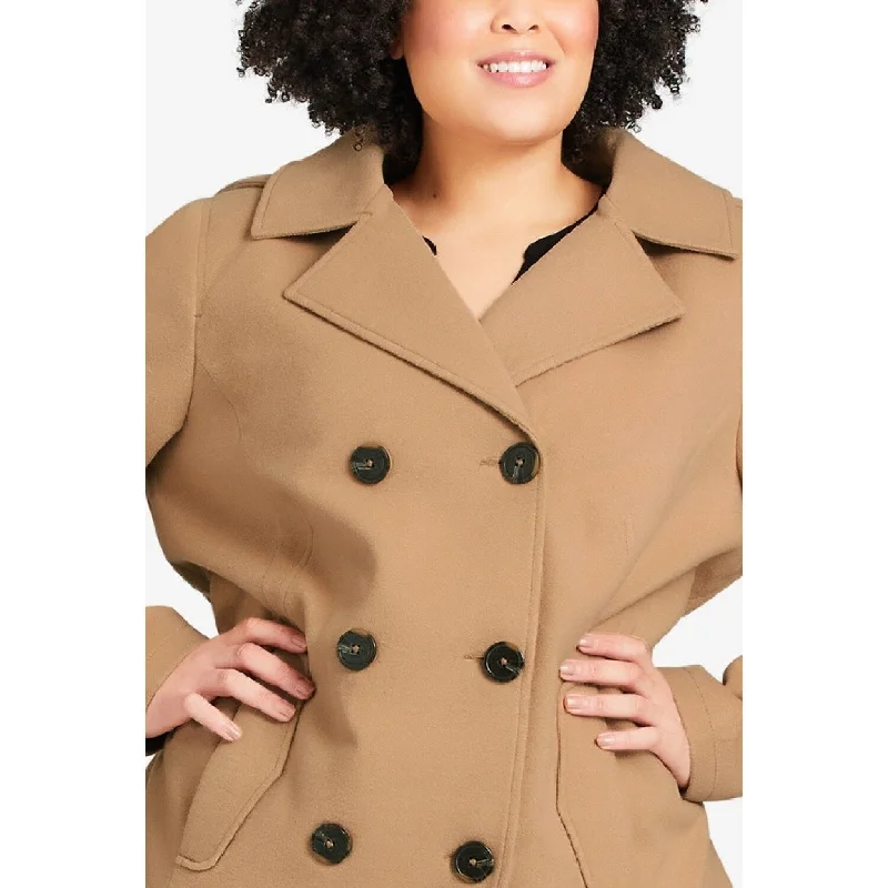 Avenue Women's Faux Wool Peacoat Brown Size 2X