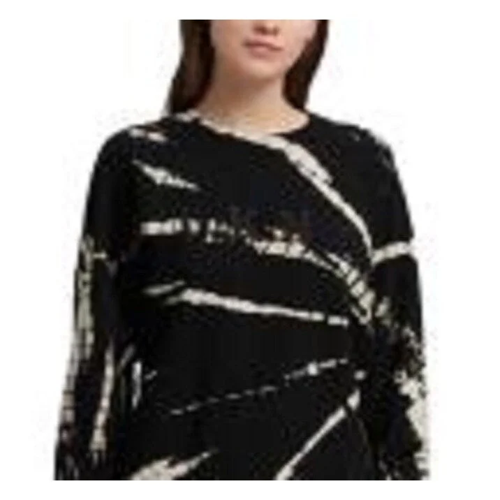 Dkny Women's Tie Dye Crewneck Pullover Black Size X-Large