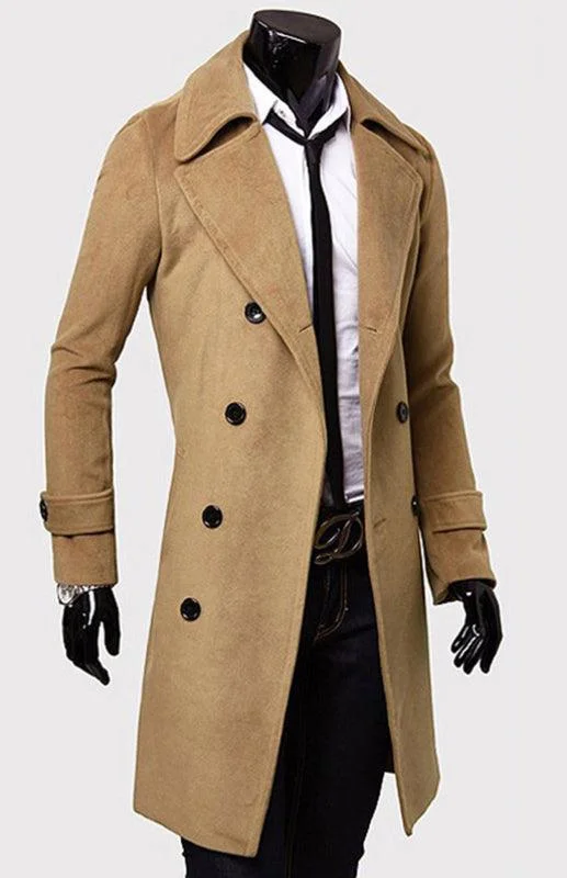 Double Breasted  Wool Men Winter Coat