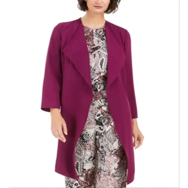 Nine West Women's Soft Crepe Open Front Jacket Purple Size Medium