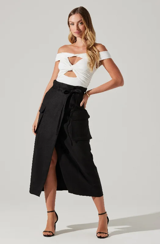 Nara Wrap Front Midi Skirt