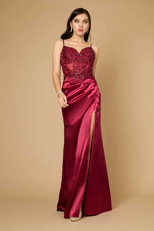 Dylan & Davids Long Burgundy Formal Prom Evening Dress