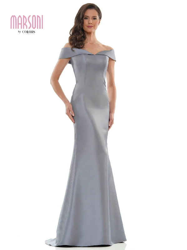 Marsoni Off Shoulder Satin Long Evening Gown 1153