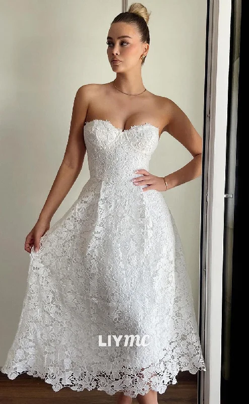 LW765 - Sweetheart Sleeveless Appliques Knee-Length Beach Wedding Dress